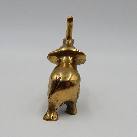 Brass Miniature Elephant Trunk Up 2.5 Inch Tusks Figurine Mini - Picture 4 of 8